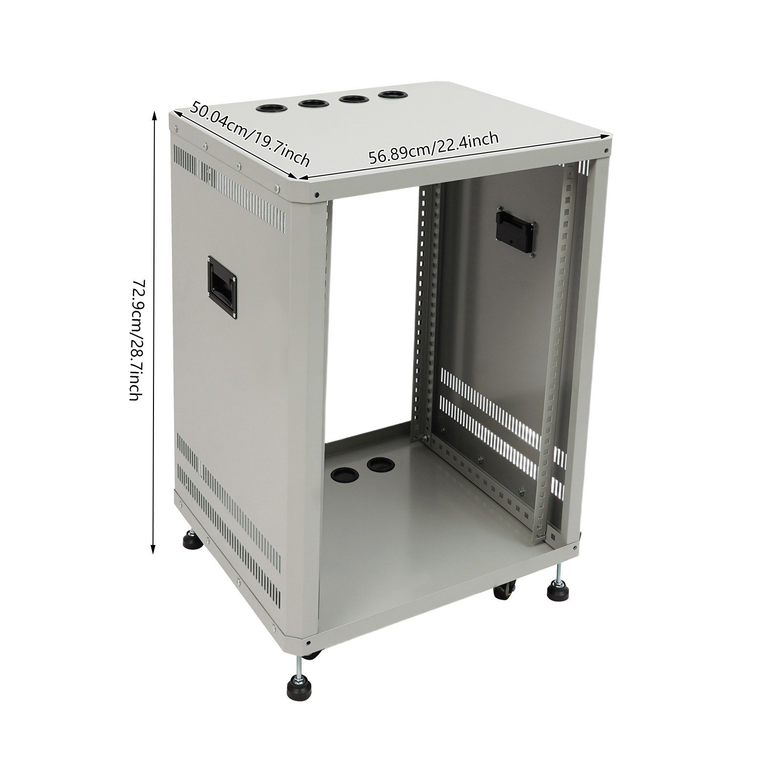 15U Audio Equipment Rack Audio Rack With Feet & Wheels Rolling Studio Rack Case