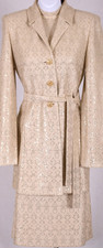 ST.JOHN Womens Cream Gold Sequins Metallic Shimmer Rhinestone Jacket Dress Sz 10