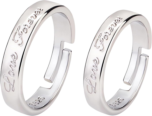 925 Silber Verlobungsring Paar Schmuck Verstellbarer Love Forever Geschenk - Bild 1 von 5