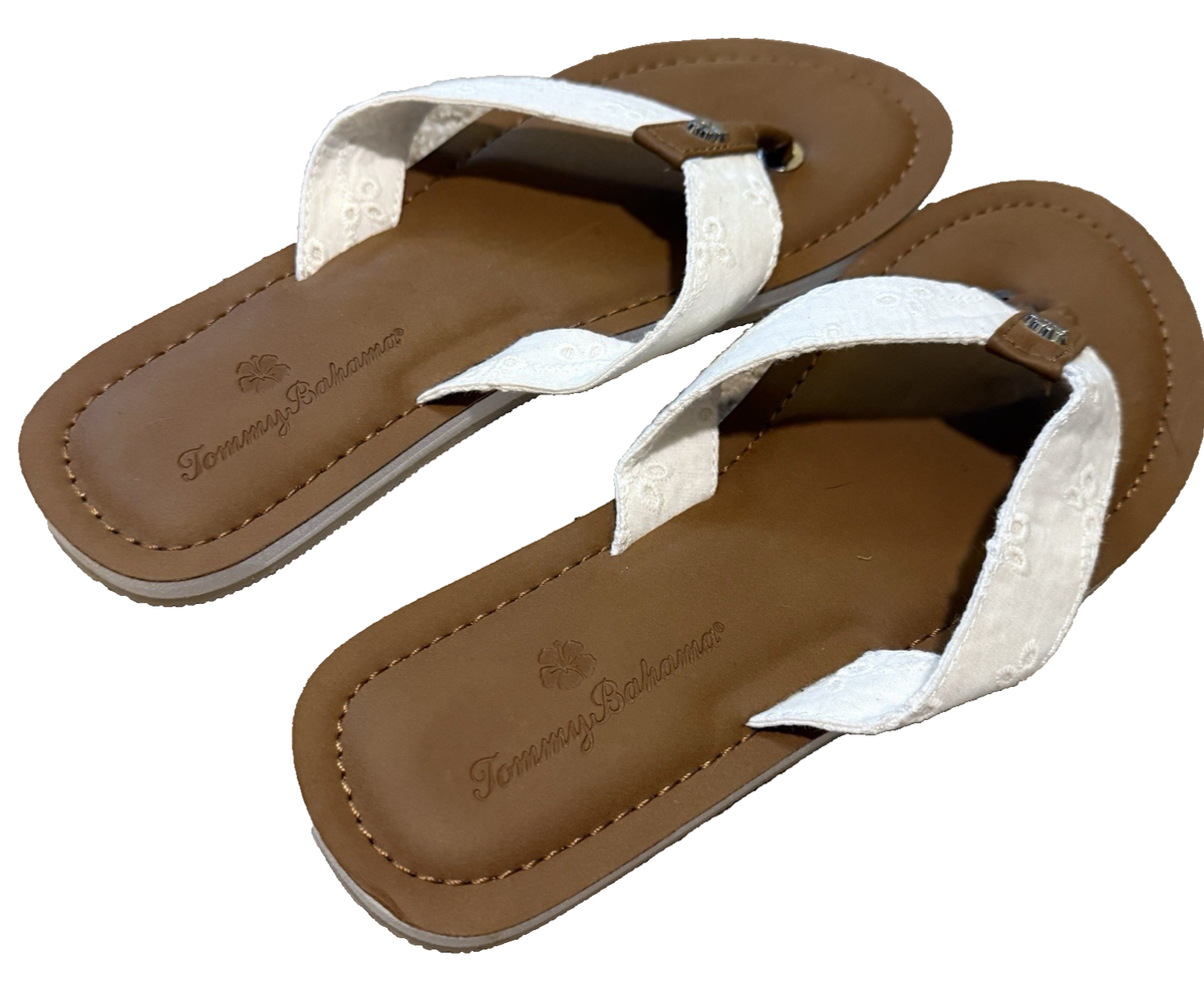 Tommy Bahama Women Flip Flops Sz 7 Speedwell Faux Leather 