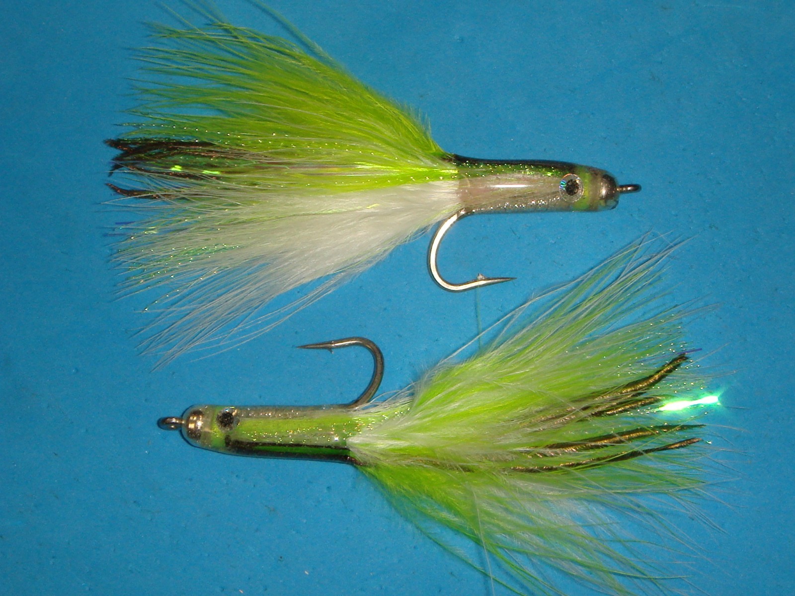 FLY FISHING FLIES - Chartreuse/White Deep SURF CANDY size 1/0 (3 ea.) w/ epoxy