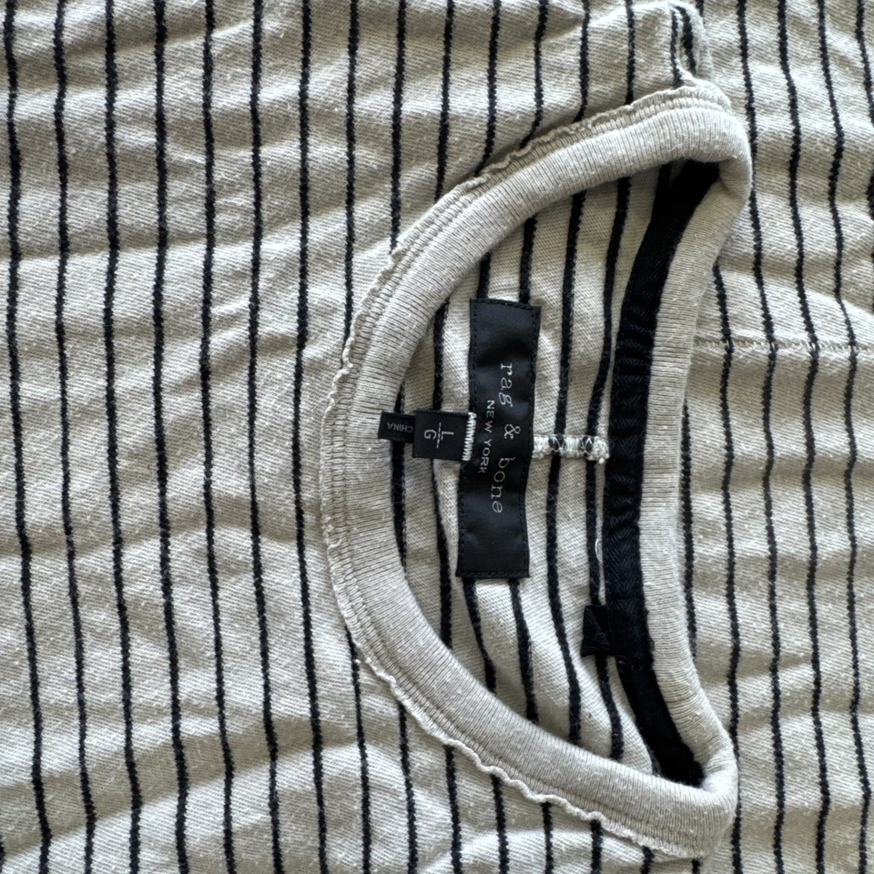 Camiseta Rag & Bone Para Hombre Azul Y Negro Rayas Talla Grande Valor $128 Foto 3 de 4