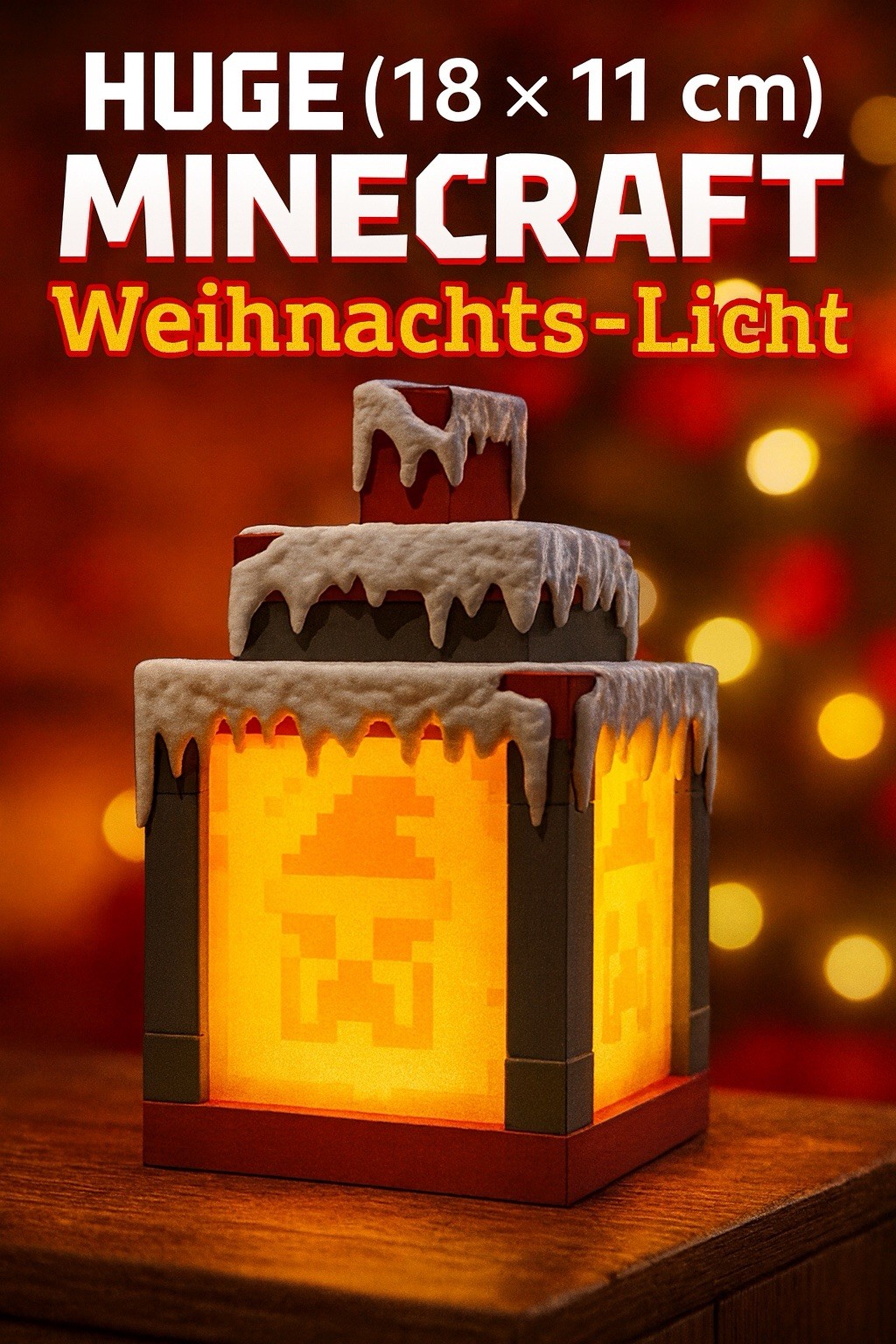 Minecraft Weihnachten Licht HUGE 18×11 Cm Nachtlicht LED Deko Lampe Geschenk Neu