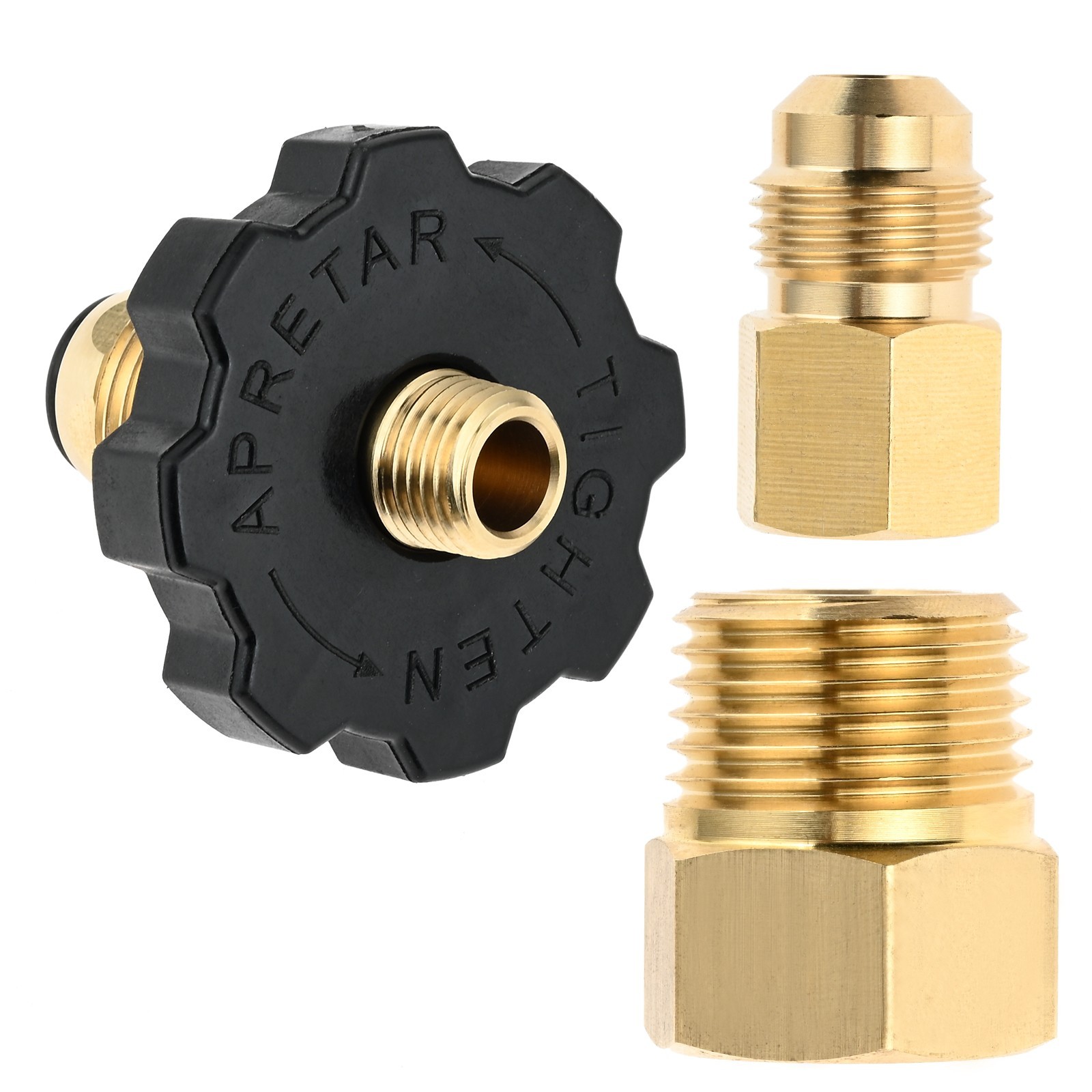 "Propane Gas Tank Adapter Plug for 50lbs Cylinder - Full Flow, 3/8" Male Flare &