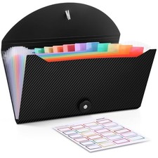 Receipt Coupon Organizer, 13 Pockets Small Accordion File Organizer with Black