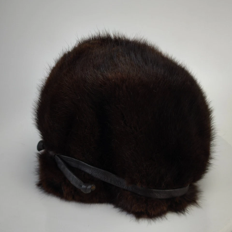 Chapeau vintage en fourrure de vison pour femme hiver chaud véritable... - Photo 2/4