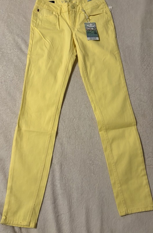 Vigoss Super Stretch Yellow Skinny Jeans Women’s 16 Mid Rise 5-Pocket Denim