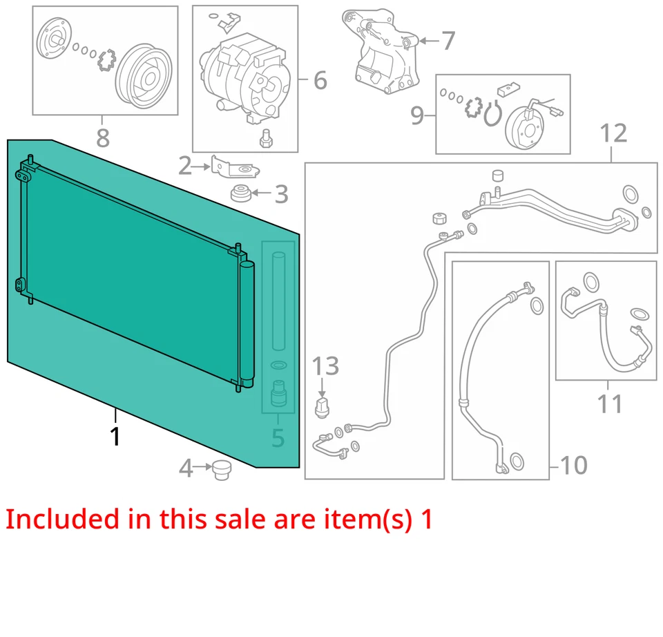 15 16 17 18 19 20 Acura TLX A/C AC Air Conditioner Condenser 88K OEM LKQ Foto 4 de 4