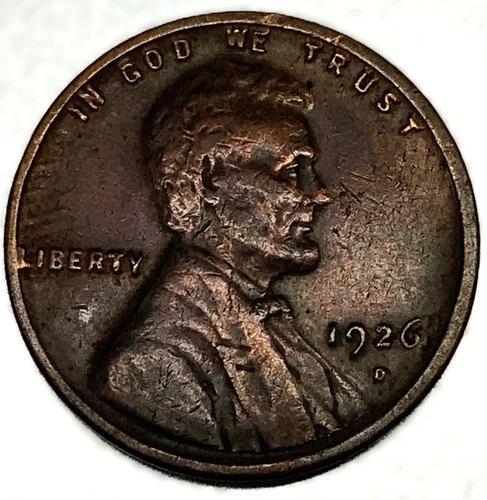 1926-D Lincoln Wheat Cent Penny VF Very Fine Denver Mint Original Coin - 1599