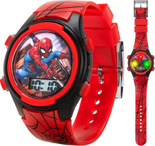 Spider Man Kids Digital Watch Red Black Adjustable Strap LED Lights Superhero Gi