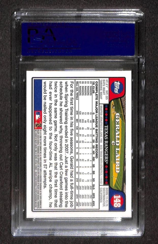 2008 Topps #148 GERALD LAIRD PSA 10 GEM-MT 15392830 - Image 2 of 3