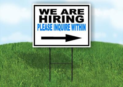 #ad #ad NOW HIRING BLUE RIGHT ARROW Yard Sign Road with Stand LAWN SIGN Single sided $19.99