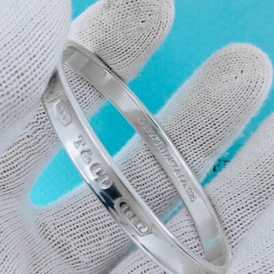 Tiffany & Co. 1837 Narrow Bangle Bracelet Oval Sterling Silver925