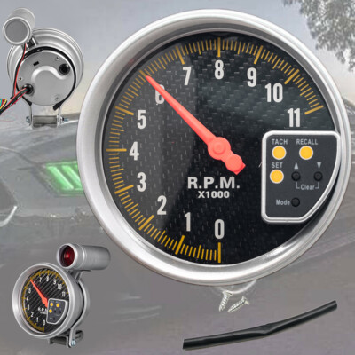#ad #ad 5 Inch Carbon Style Face Tachometer Tach Gauge With Shift Light 11K Rpm $35.60