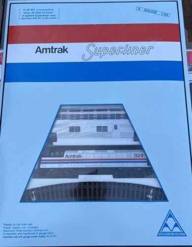 Ensemble de trains jauge S American Models Amtrak Superliner phase II SLBS. Neuf dans sa boîte - Photo 1/6