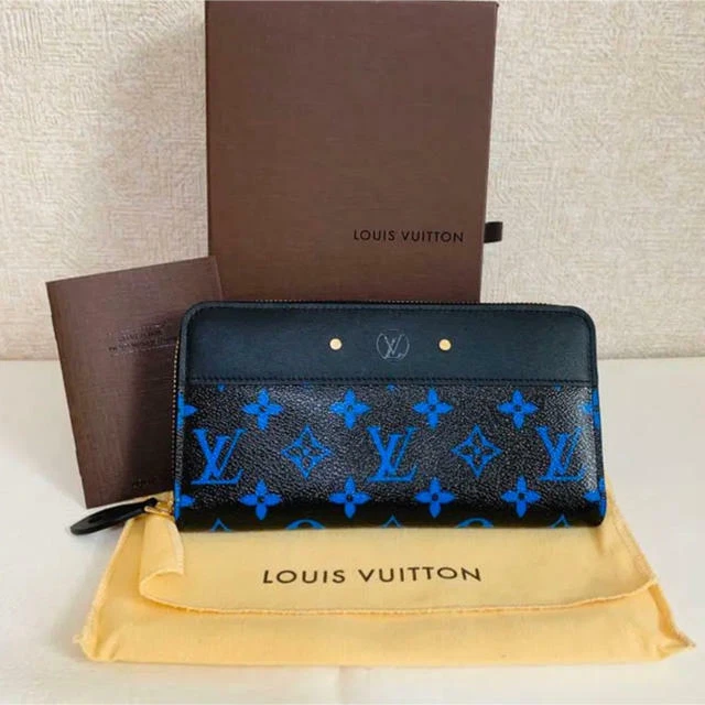 LOUIS VUITTON Digit Bleu Blue Black Zippy Wallet M67235 Monogram