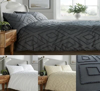 OLIVIA ROCCO Como Duvet Cover Set Luxury Tufted Bedding Quilt Covers with Pillowcases