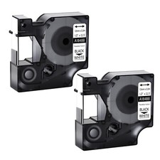 2PK 18488 IND Flexible Nylon Label Tape for Dymo Rhino 1000 Black on White 1/2"