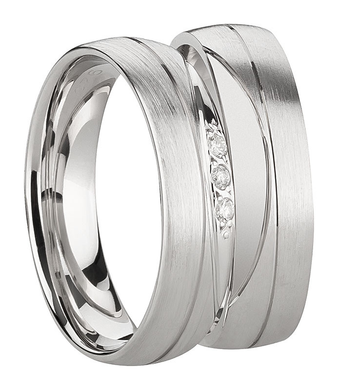 Ring Eheringe Partnerringe Verlobungsringe Silber 925 mit Diamant + Gravur