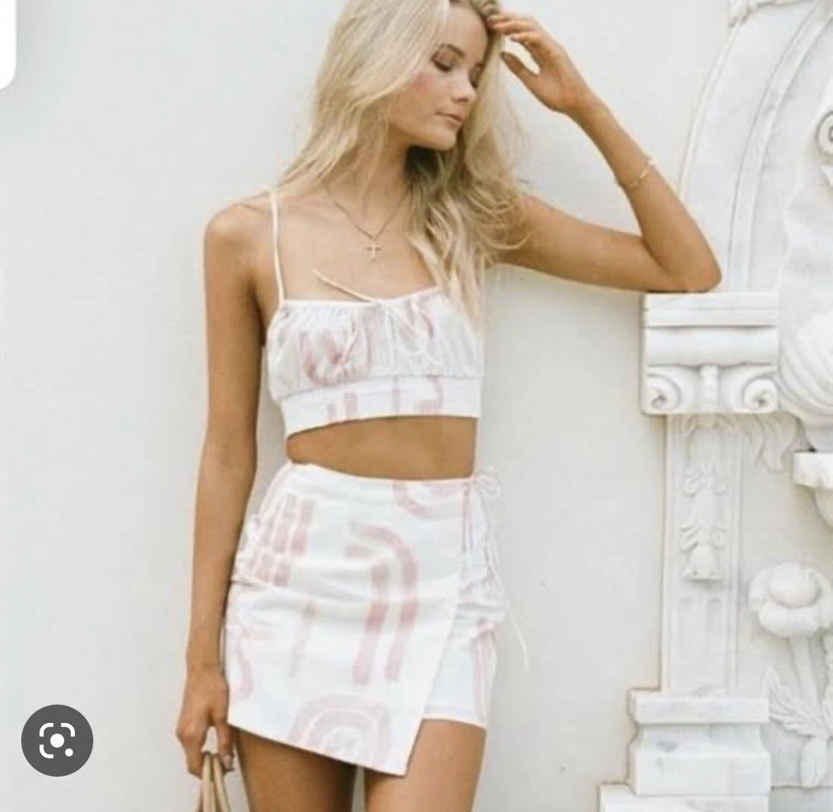 Sabo Pink And White Mini Skirt Size M