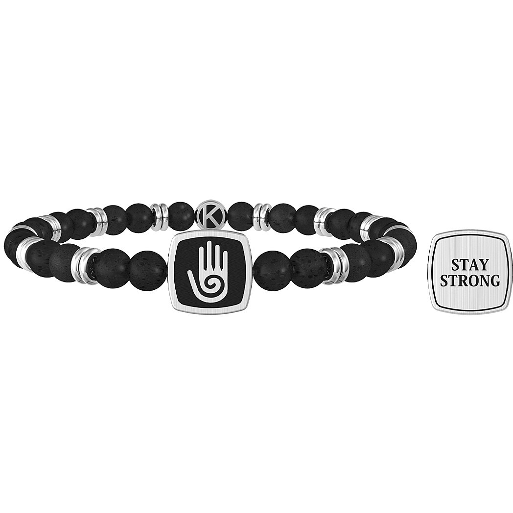 Bracciale Elastico Uomo Kidult SYMBOLS 732123 Acciaio Pietra Lavica Nero F.P.