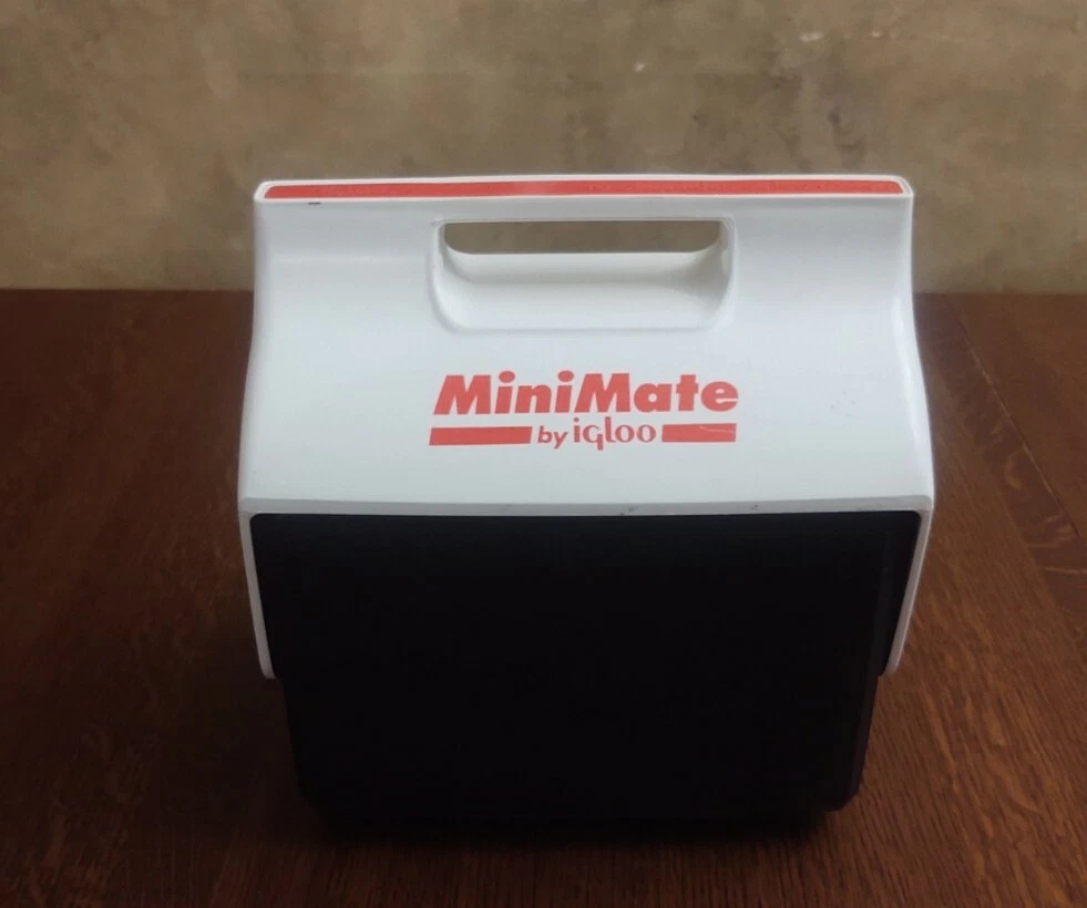 Vintage Mini Mate Igloo Cooler Neon Pink Black White Lunch Box Drink Retro 1990s