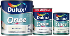 Dulux Once Gloss Pure Brilliant White Paint Wood  Metal 750ML  1.25L  2.5L
