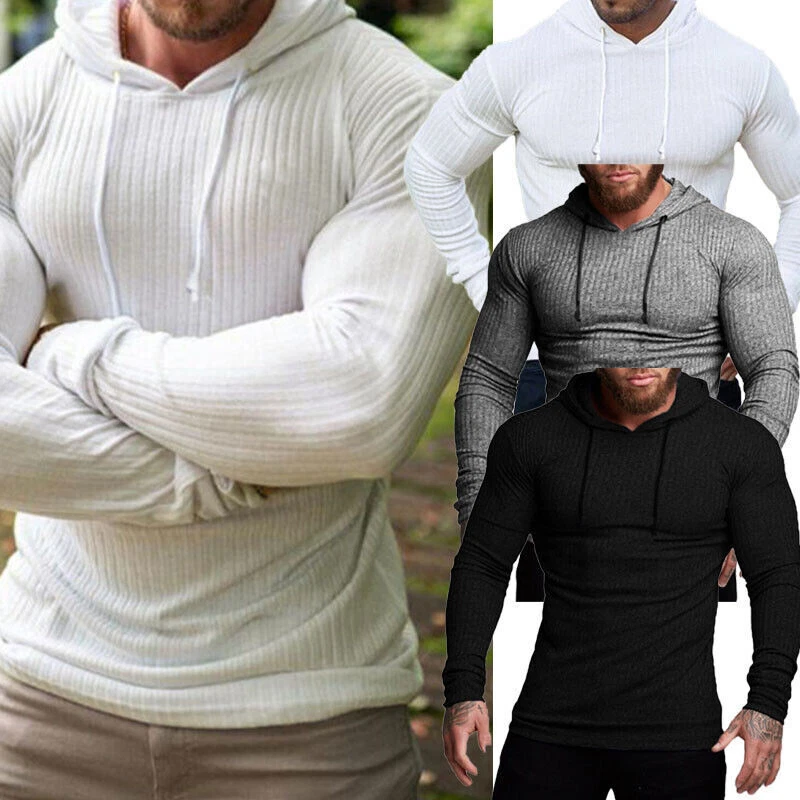 Men's knitted hooded jumper cheap