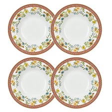 STP Porcelain J-229563, Fleurs des Prairies Bone China Deep Plate, Set of 4