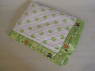Carters Child of Mine ''My Sweet Baby'' blanket green dots circles raise minky dot