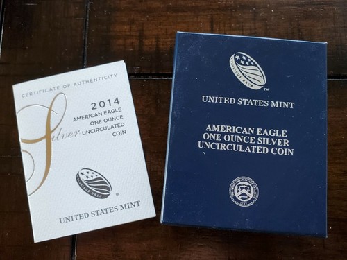 2014-W Uncirculated $1 American Silver Eagle Box & COA | No Coin