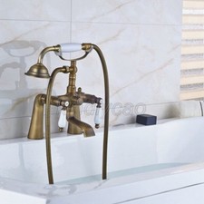 Antique Brass Bathroom Tub Faucet Deck Mounted Handheld Shower Mixer Tap Ktf061