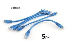 5-PACK 6inch Molded Cat5e 350MHz Ethernet Blue RJ45 Network Cable, U-000AB-5