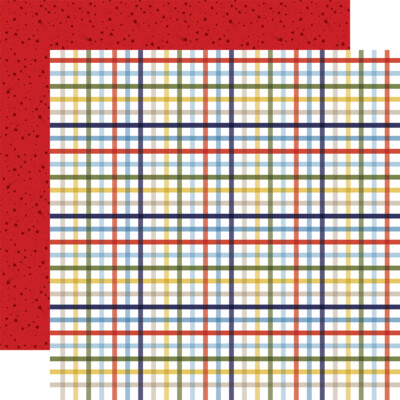 2 Sheets of Echo Park Paper LITTLE DREAMER BOY 12x12 Cardstock - PLAYTIME PLAID