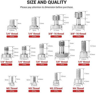 SmallRig 26-Piece Camera Screw Kit - 1/4", 3/8", M2, M2.5, M3, M4 For Tripods & Accessories