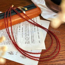 Dainty 4mm Natural Red Carnelian Agate Round Gemstone Beads Necklace 14-36''
