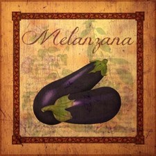 Ceramic Backsplash Tile Mural Fruit Vegetable Food - Tuscan Eggplant Distressed