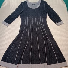 Nine West Sweater Dress Flare Ribbed Pleats Preppy Office Corpcore Siren Hipster