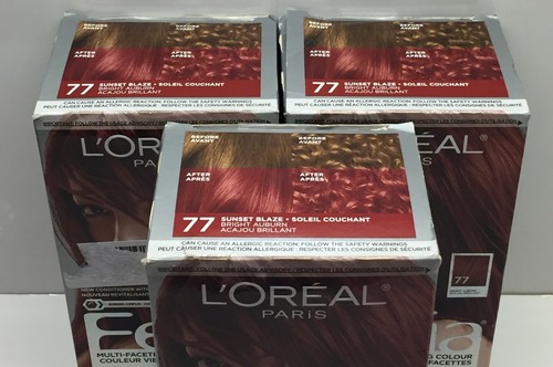3 x L'Oreal Paris Feria Multi-Faceted Shimmering Color 77 Bright Auburn Hair Dye - Picture 2 of 6