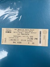 Ticket stub LA TRAVIATA - War Memorial Opera House San Francisco Opera