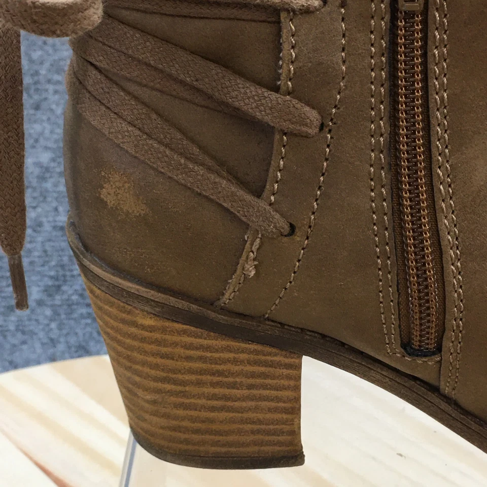 Roxy ботинки женщин 7 Dustyn лодыжки ботинок коричневый шнурует вверх повседневный комфорт блок каблуки - Изображение 2 из 4