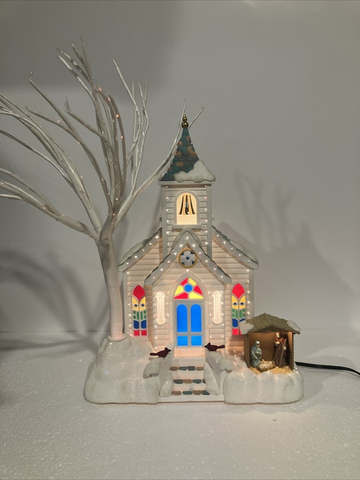 Avon Holiday Splendor Lighted Fiber Optic Church Christmas Church eBay