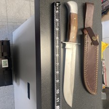Bowie Knife with wood Handle  Leather Sheath for Outdoors