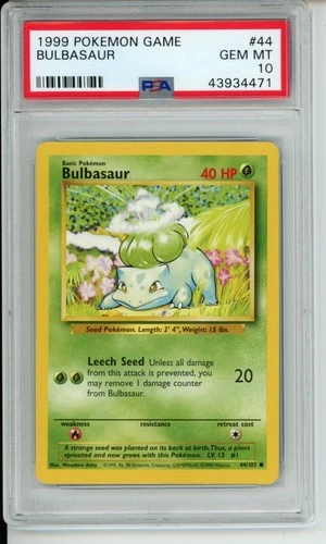 Bulbasaur PSA 10 - 1999 Pokémon Base Set Unlimited 44/102 - GEM MINT