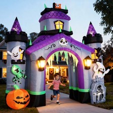 Halloween Inflatables Giant 12.5 FT Haunted House Castle Archway Outdoor Decorat