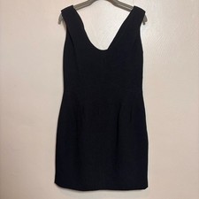 Ann Taylor Womens Dress Sheath Back Neckline Drape Textured Zipper Black Size 8