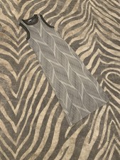 ZARA Knit Sleeveless Midi Dress Gray Black Geometric Pattern Size L