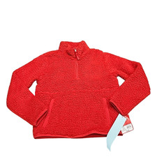 Kids Boys Girls Long Sleeve Sherpa Lounge Pullover Top Medium Size 8 Red
