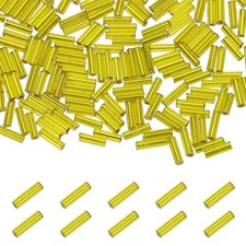 Glass Bugle Beads 2x6mm Loose Beads Yellow 1800Pcs