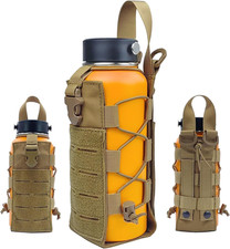Tactical Molle Water Bottle Holder with Adjustable Dual Pockets for Outdoor Use
